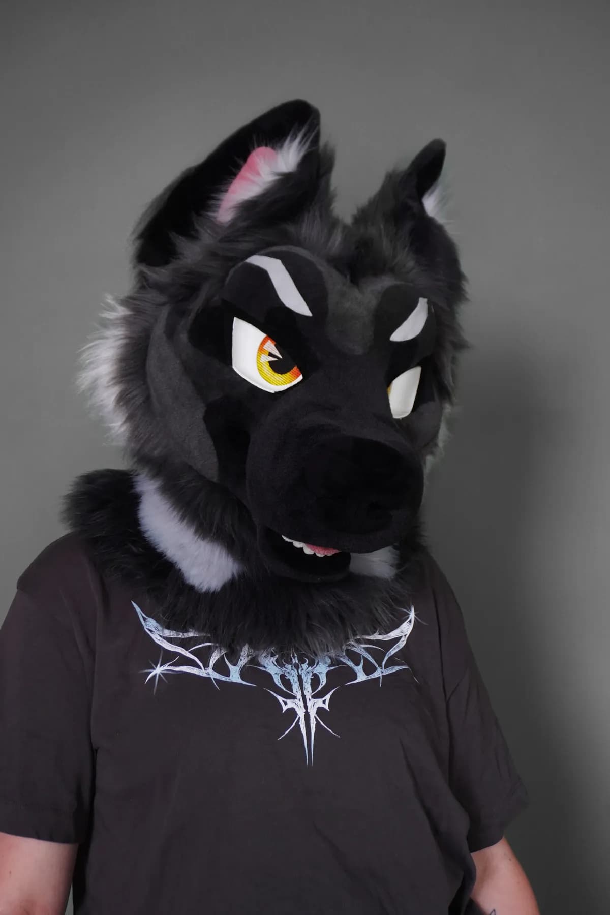 Kuro, a custom fursuit made by Chilli Tiger Creations
